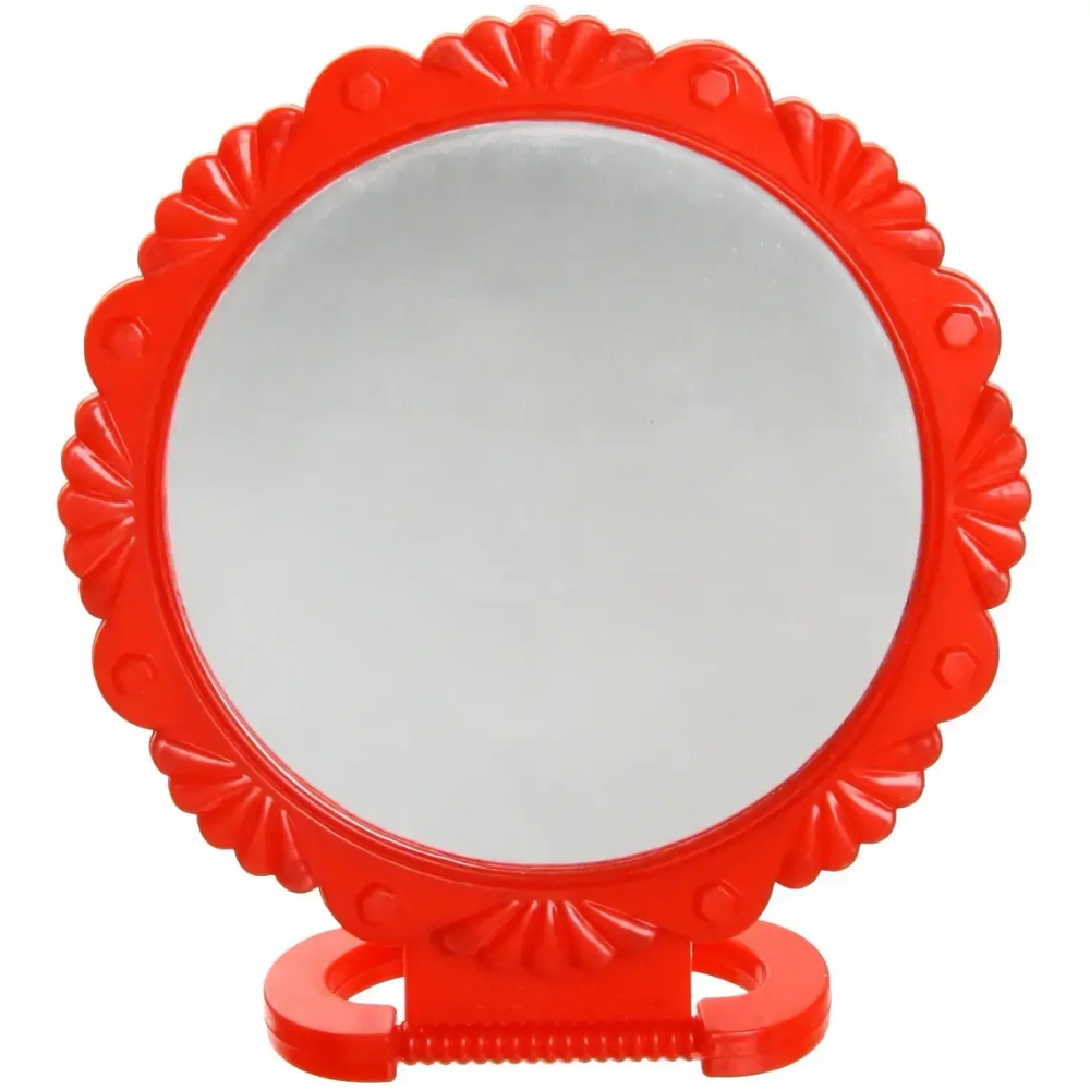 Зеркало настольное в пластиковой оправе «Резная окантовка» круг, подвесное d-15см (Стикер на минивложение 10шт)