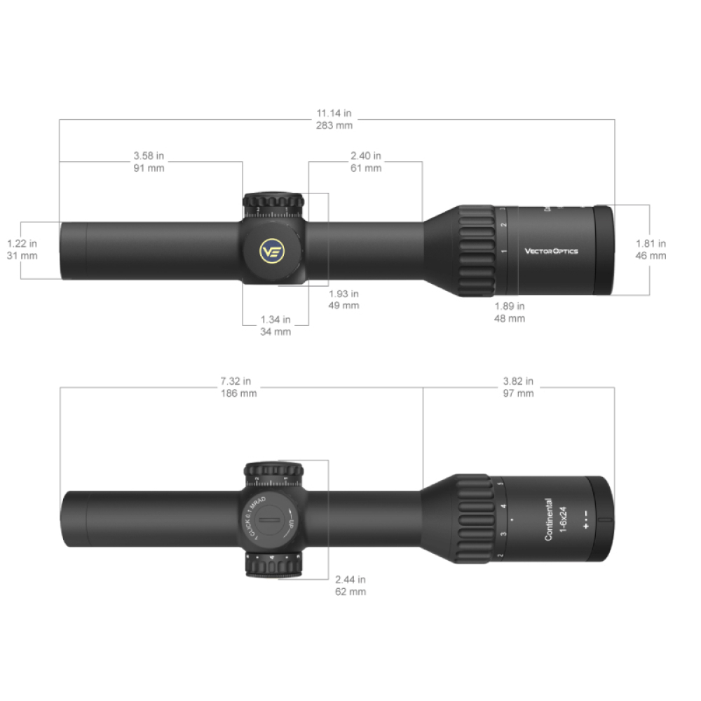 Оптический прицел Vector Optics 30мм SFP Continental X6 1-6x24i Hunting Fiber ( Сетка VET-FDR / с подсветкой )
