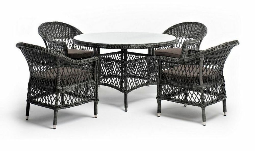 "Дольче" обеденная группа из искусственного ротанга, цвет графит
