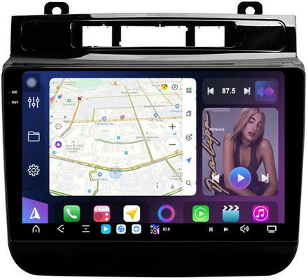 Магнитола для VW Touareg 2 2010-2018 (RNS850) - FarCar XXL3027M-B монитор 9.5" 2K QLED на Android 13, TS20, 8+256Гб, CarPlay, 4G SIM-слот
