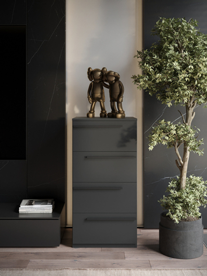 Комод SOHO для одежды, 4 ящика, цвет серый, габариты 45х90х40 см