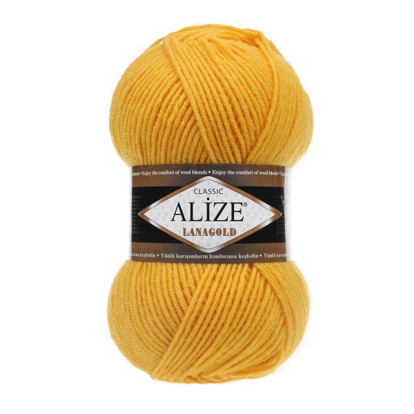 Пряжа Alize (Ализе) Lana Gold / уп.5 мот. по 100 г, 240м, 216 желтый A
