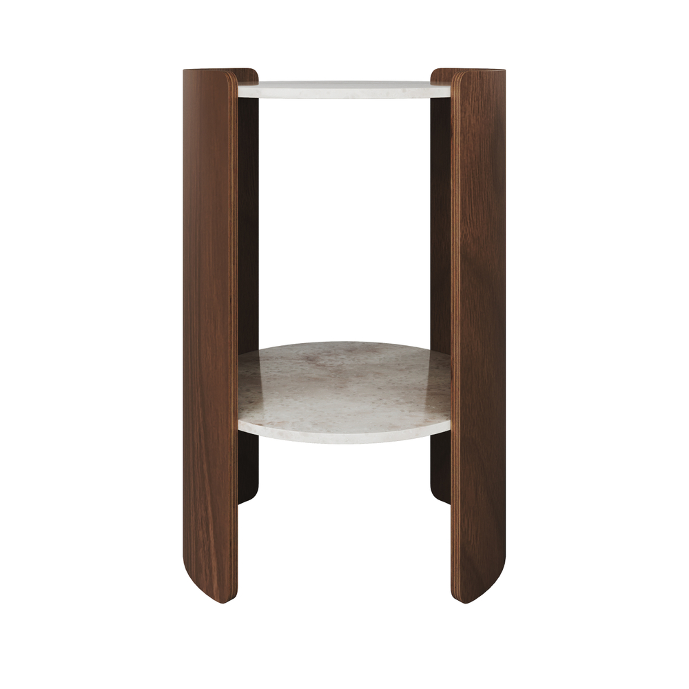 Столик Lagom Stone D 43 см высота 64 см (камень OV, орех)