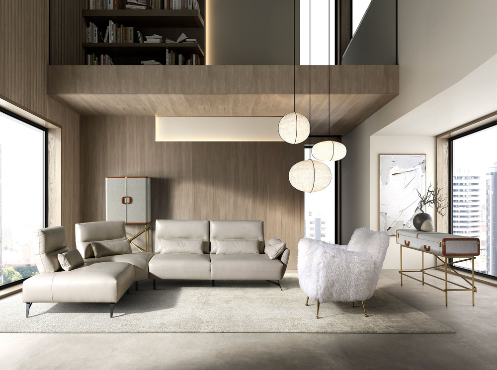 Белое кресло 5191 из ткани с длинным ворсом