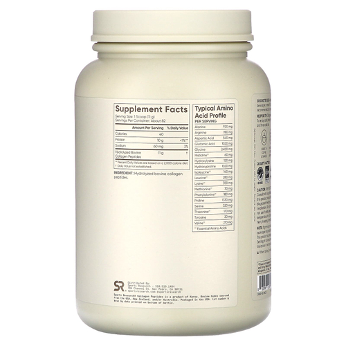 Sports Research, пептиды коллагена, без вкусовых добавок, 907 г (2 фунта)