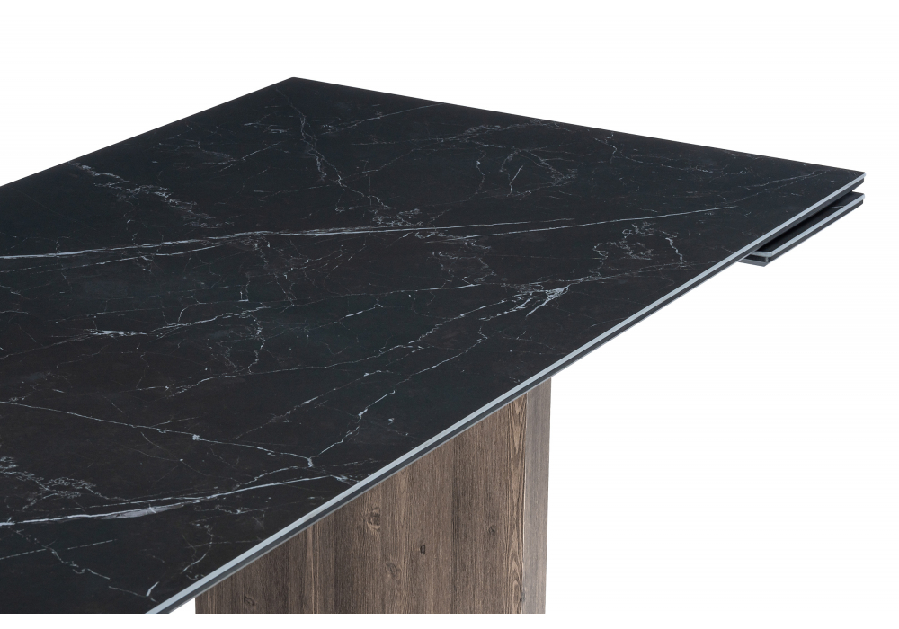 Керамический стол Woodville Монерон 180(240)x90 shakespeare black, орех кантри