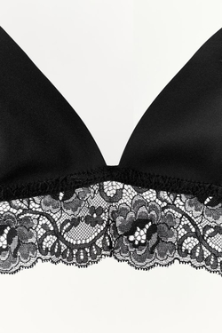 ZARA БРАЛЕТТ С ПОЛИАМИДНЫМ КРУЖЕВОМ, ЧЕРНЫЙ