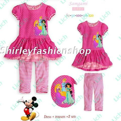 Костюм детский из туники с вышивкой принцесс и бриджами