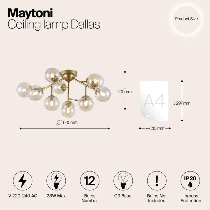 Потолочная люстра Maytoni Dallas MOD545PL-12G