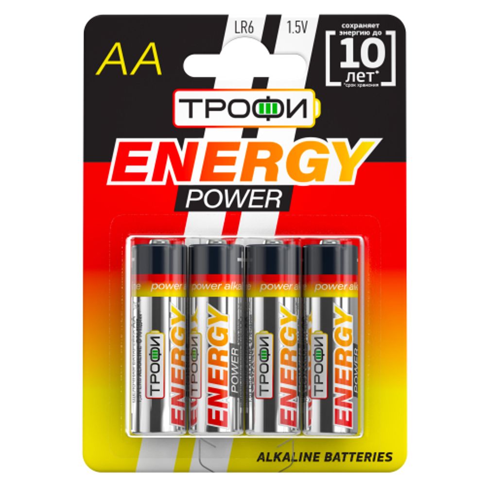 Батарейки Трофи LR6-4BL ENERGY POWER Alkaline | Батарейки Щелочные (Алкалиновые)