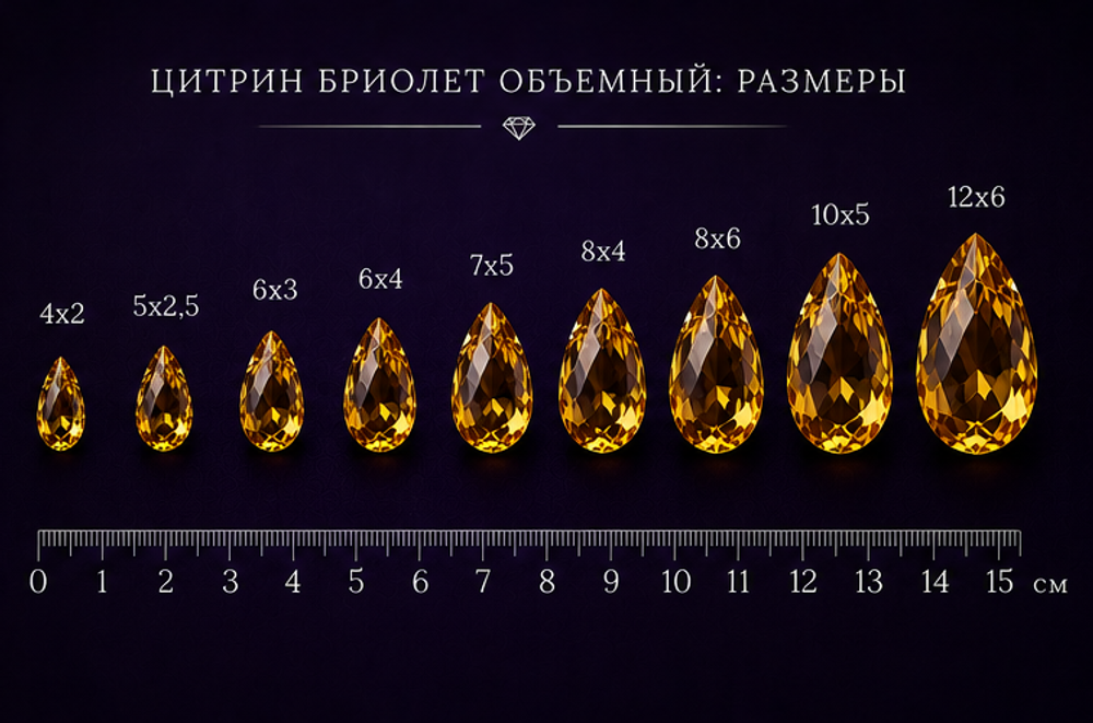 Цитрин Бриолет Объёмный