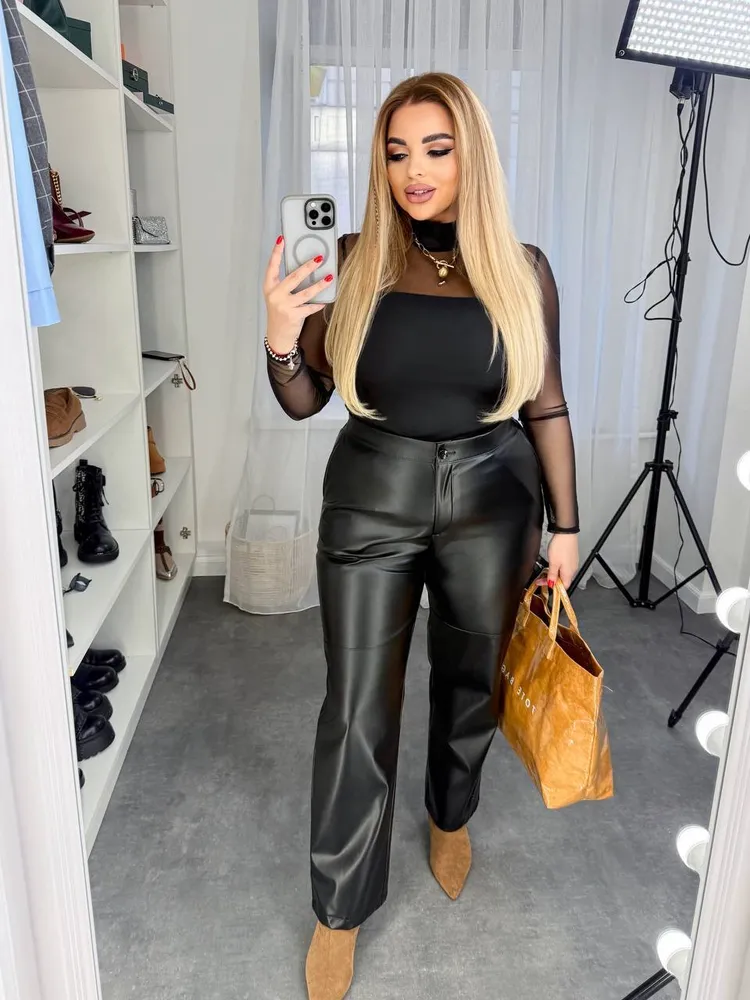 Брюки кожаные УК-379-1 Фабрика Моды