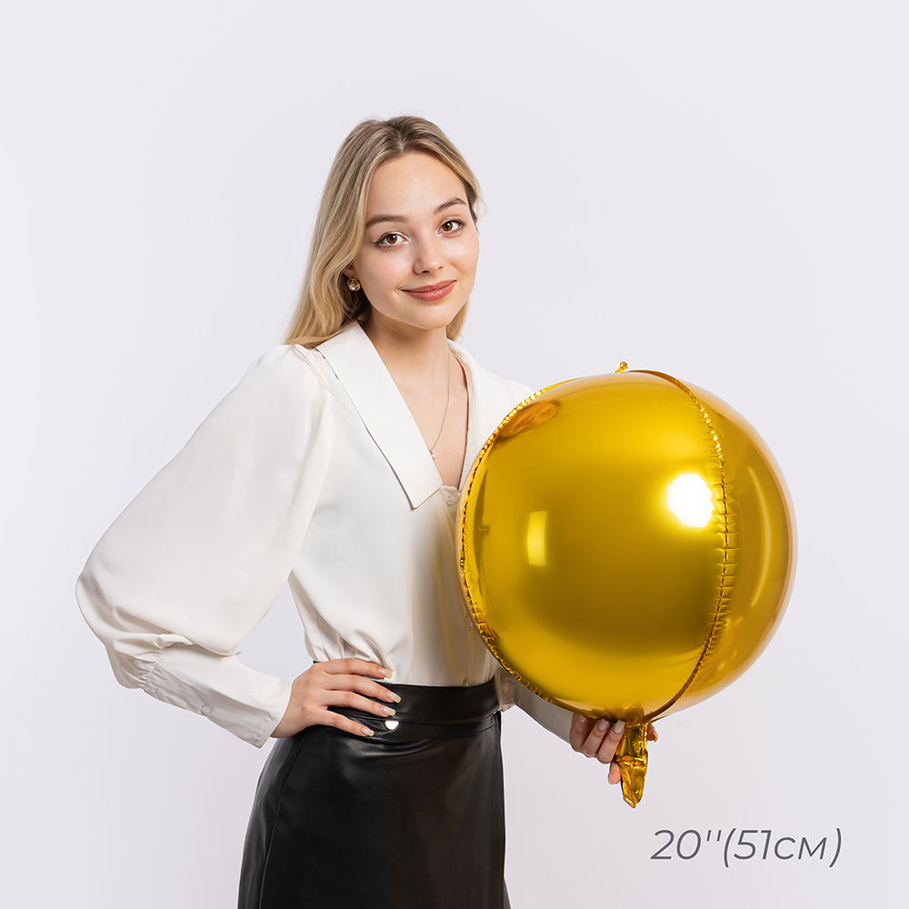 Шар 3D сфера золотой 45 см