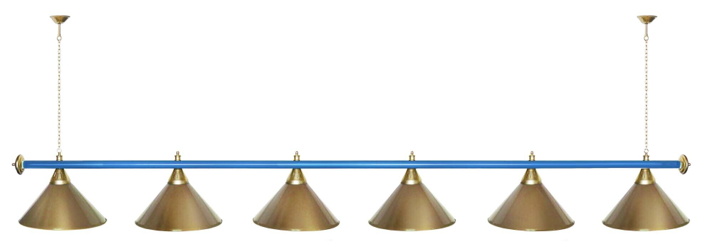 Лампа STARTBILLIARDS 6 пл. (плафоны зеленые,штанга зеленая,фурнитура золото)