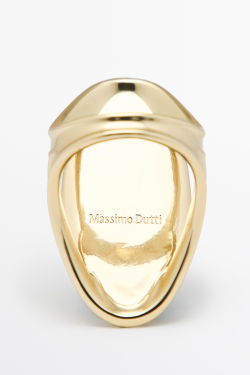 Massimo Dutti Овальное кольцо с кварцем, золотистый