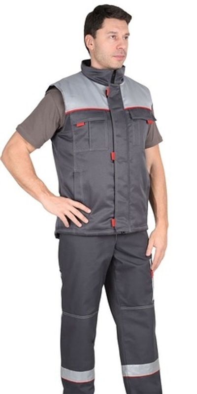 Жилет мужской т.серый с серым тк. смесовая
