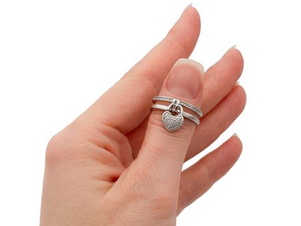 Кольцо двойное "Дорожки. Сердце" с подвесом, разъемное