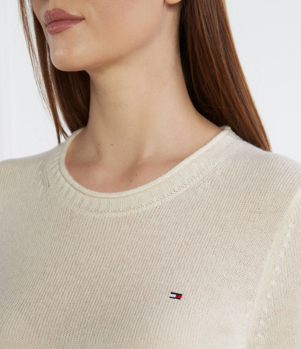 Хлопковый свитер soft c-nk Tommy Hilfiger - кремовый(WW0WW40264)
