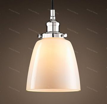 replica  20TH C. FACTORY FILAMENT MILK GLASS CLOCHE Restoration Hardware