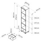 Стеллаж 40х32х182, Бритта из массива сосны с ящиком, 3 полки, в натуральной отделке