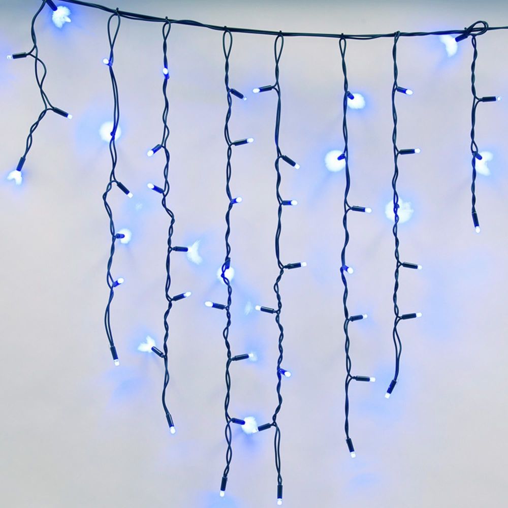 ULD-B3010-200-TBK BLUE IP67 Бахрома светодиодная с эффектом мерцания. 3м. Соединяемая. 200 светодиодов. Синий свет. Провод черный. TM Uniel.