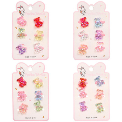 Резинки для волос детские 6шт «БАМБИ БУМ», Мишутки, микс 6 цветов, d-2.см/12*7.5см