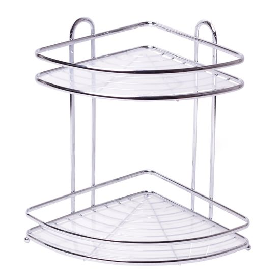 Полка для ванной 2-ярусная угловая 34х25,5х33 см. Besser BS 0436E из хромированной стали