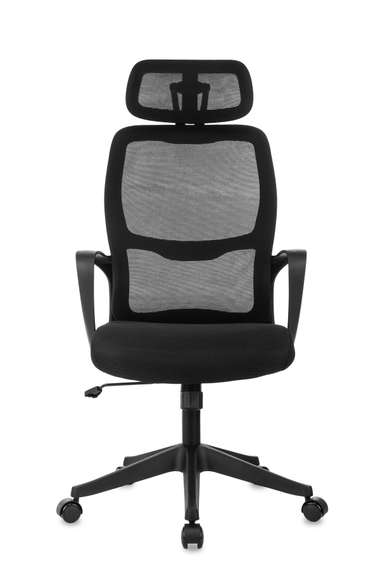 Кресло руководителя Бюрократ Wise черный сетка/ткань с подголов. крестов. пластик