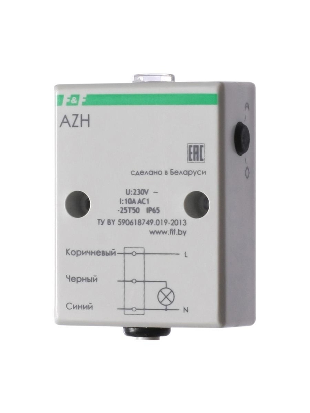 Фотореле AZH (встроен. фотодатчик монтаж на плоскость 230В 10А 1 НО IP65) F&F EA01.001.001