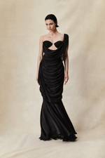 Корсетное платье макси из вискозы и шелка с драпировкой