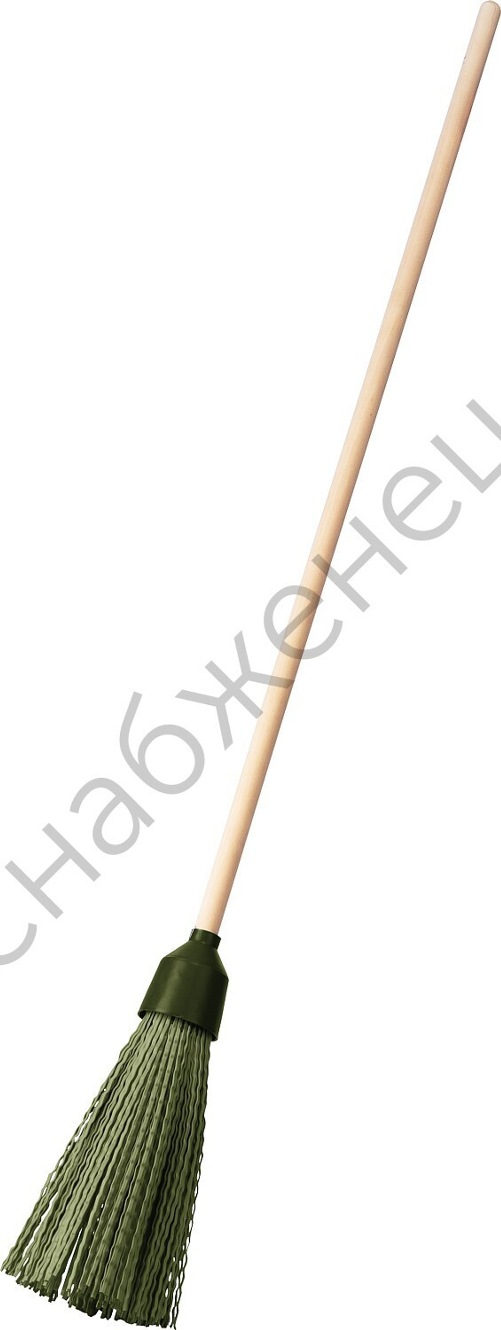 СИБИН круглая на деревянном черенке, 350х150мм, полипропилен, коническое резьбовое соединение, пластиковая метла (39225-1)