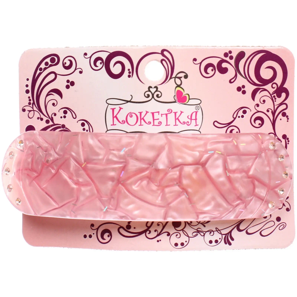 Заколка - автомат «ЭКЛЕР», форма прямоугольная, флекса, микс 5 цветов, 9*2,7см (блистер Кокетка)