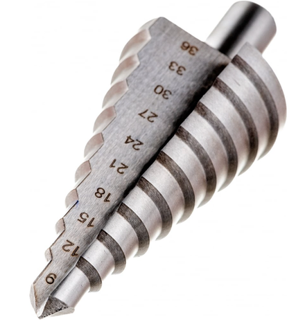 Сверло ступенчатое Fit КУРС по металлу HSS, 9 ступеней (9-36мм)