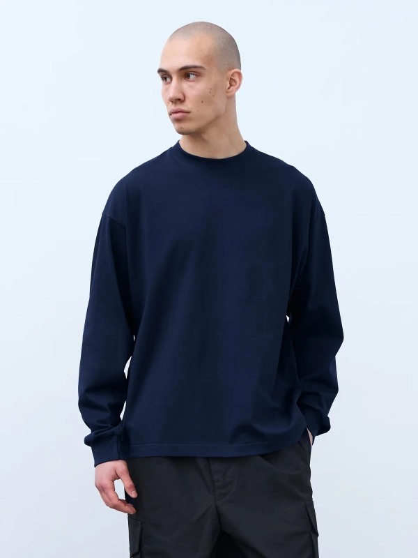 Лонгслив оверсайз (темно-синий) 230 г