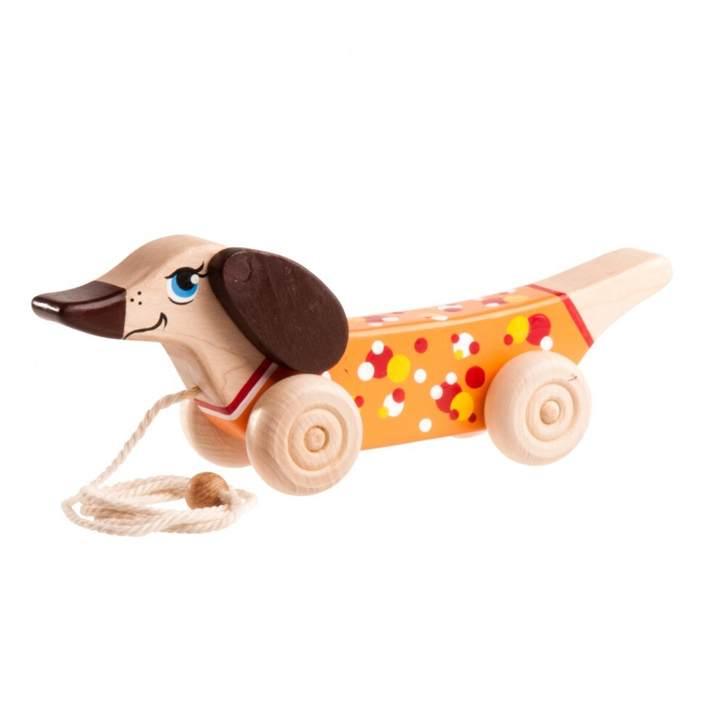 Деревянная каталка Таксик Леснушки