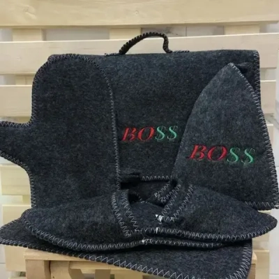 Набор банный мужской из 5 предметов «Портфель - BOSS», цвет серый