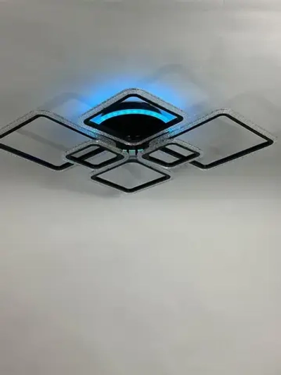 Неолайт люстра потолочная светодиодная с пультом черная RGB-подсветка музыкальная колонка SF8002/7C-BK-RGB