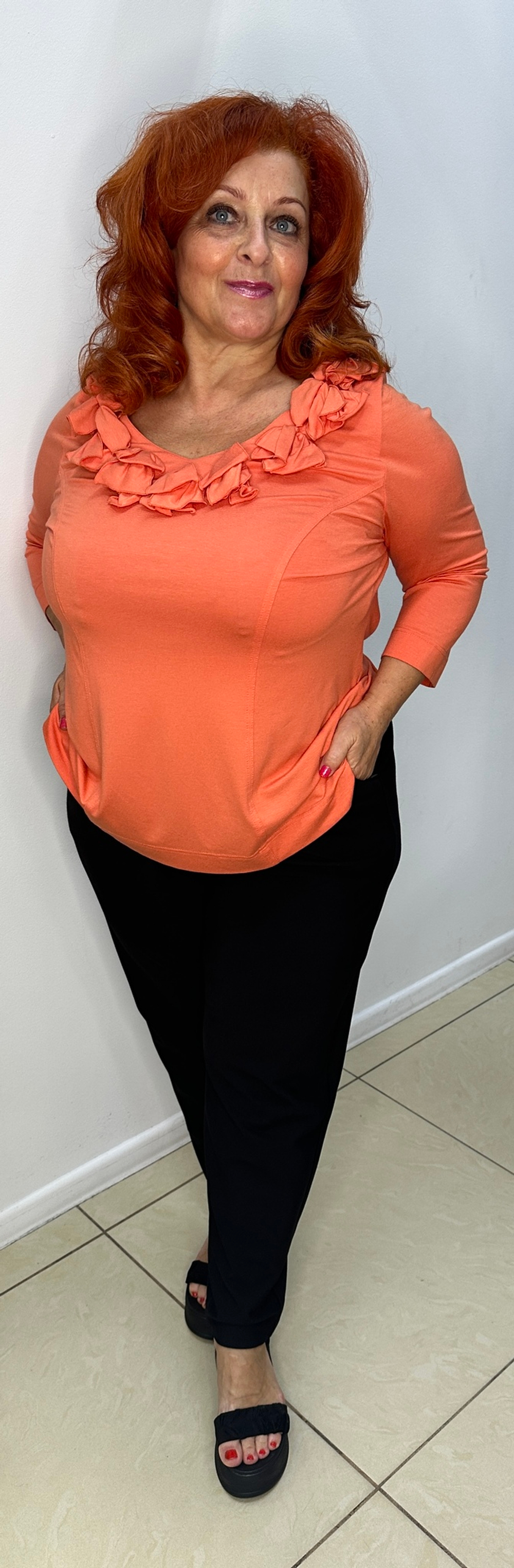 Трикотажный немецкий блузон с оригинальным принтом