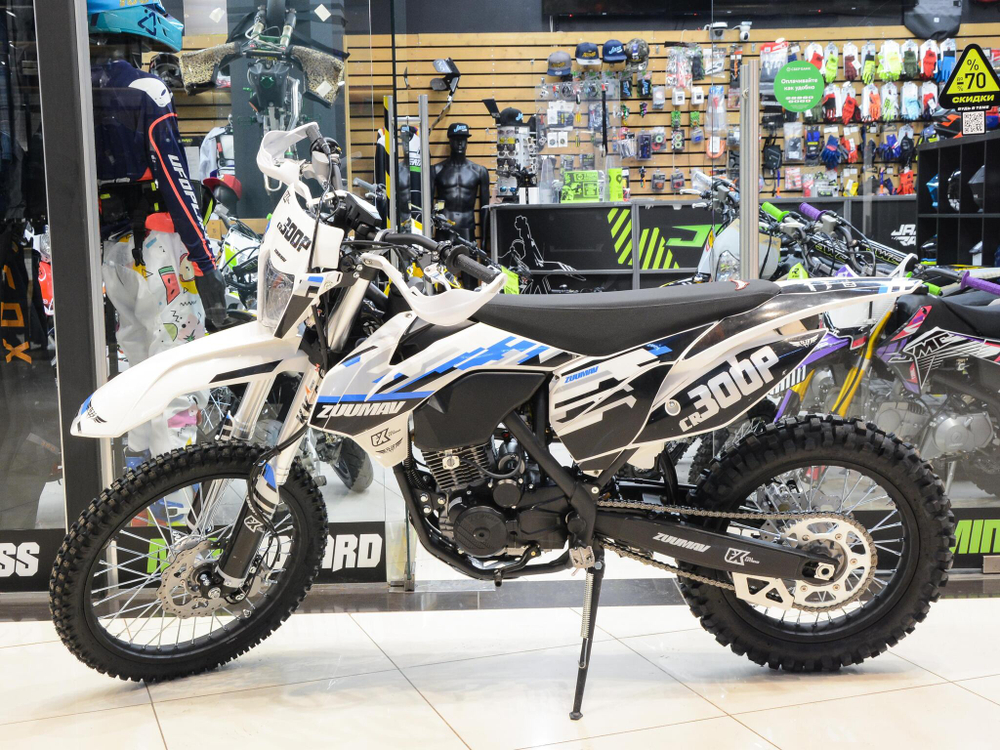 Мотоцикл кроссовый Zuumav FX CR300P 300CC White-Blue 21/18