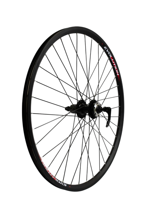 Колесо заднее 26" D EVOLUTION кассета 8-10 ск. пром.подш. эксцентрик / обод двойной алюм. черн. A/V 18.5х21.1 / втулка алюм. черн.