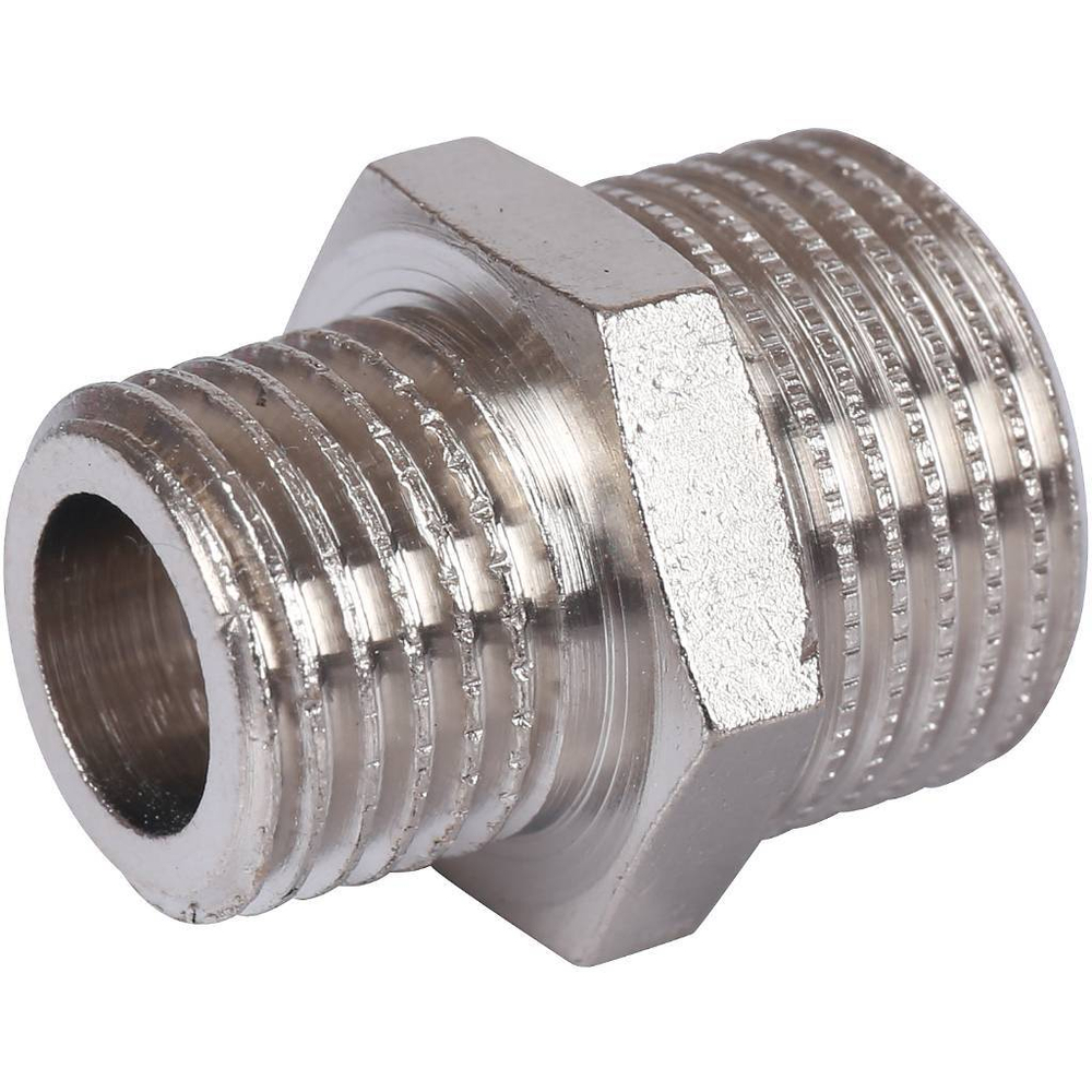 Ниппель STOUT переходной никелированный 3/8"x1/4" НР/НР