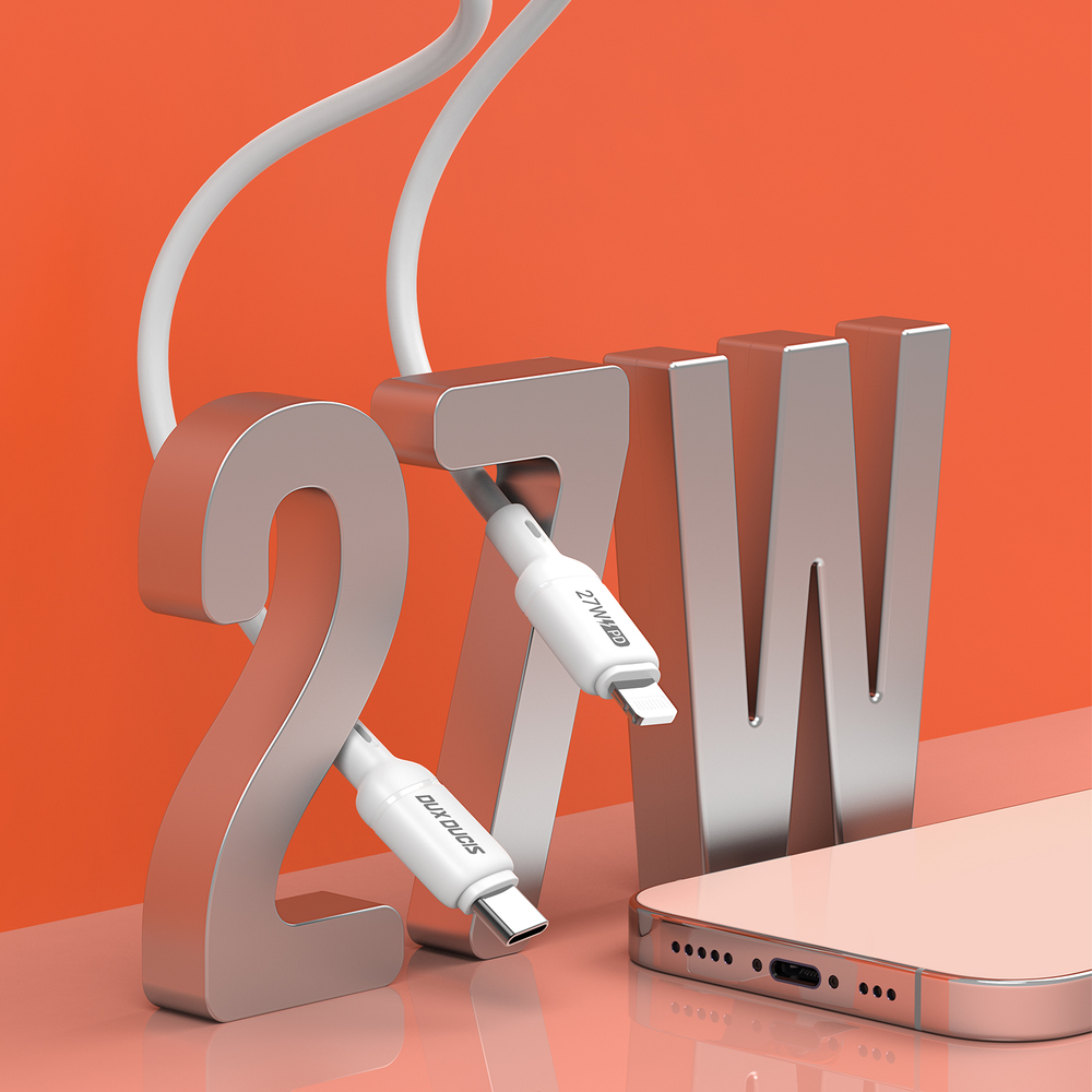 Силиконовый кабель с USB-C на Lightning, быстрая зарядка 27W, длина 100см (1м), серия SILI Series от Dux Ducis