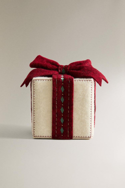 ZARA HOME СРЕДНИЙ СВЕТЯЩИЙСЯ НАПОЛЬНЫЙ РОЖДЕСТВЕНСКИЙ ПОДАРОК, ЖЕЛТОВАТО-БЕЛЫЙ