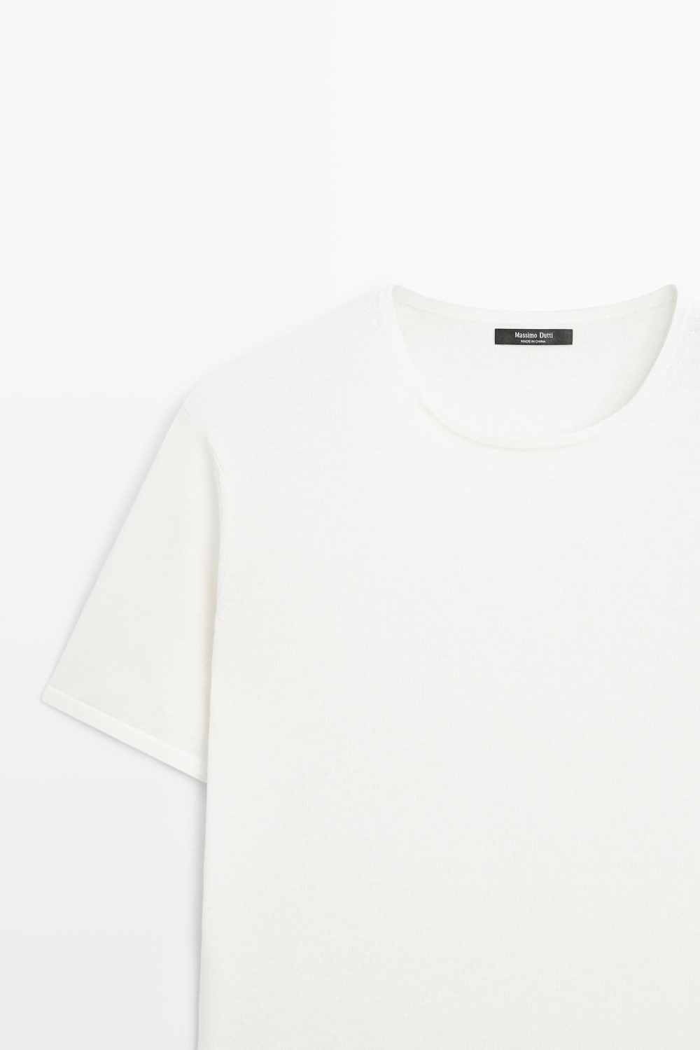 Massimo Dutti Свитер из смесового хлопка с короткими рукавами, натуральный/кремовый