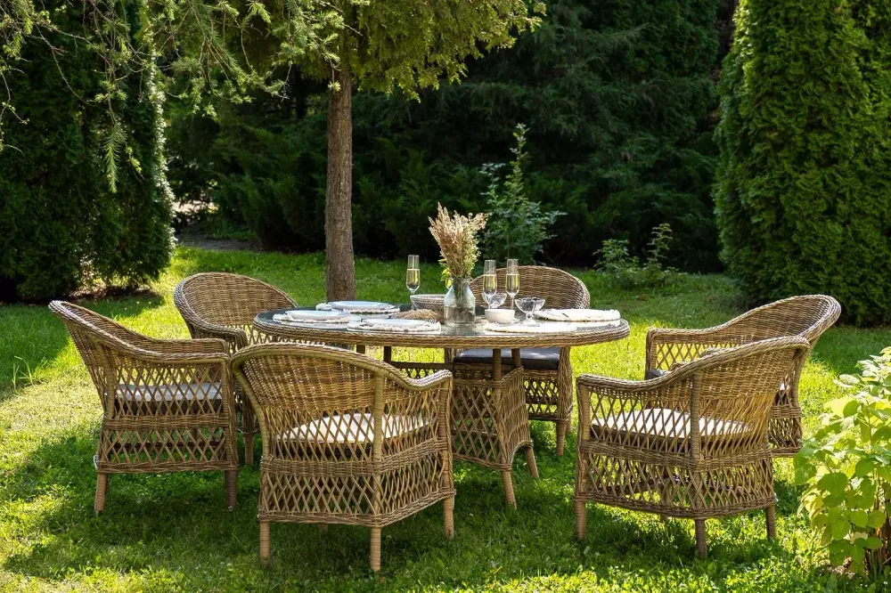 "Эспрессо-150 S" обеденная группа плетеная, цвет соломенный