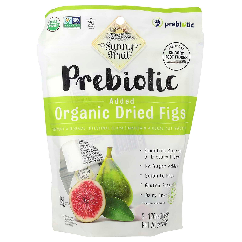 Sunny Fruit, органический сушеный инжир с добавлением пребиотиков, 5 пакетиков по 50 г (1,76 унции)
