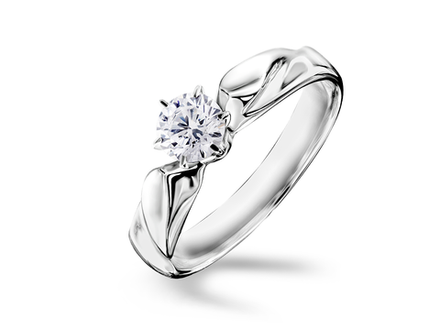 Помолвочное кольцо солитер с круглым бриллиантом и переплетающимися линиями
