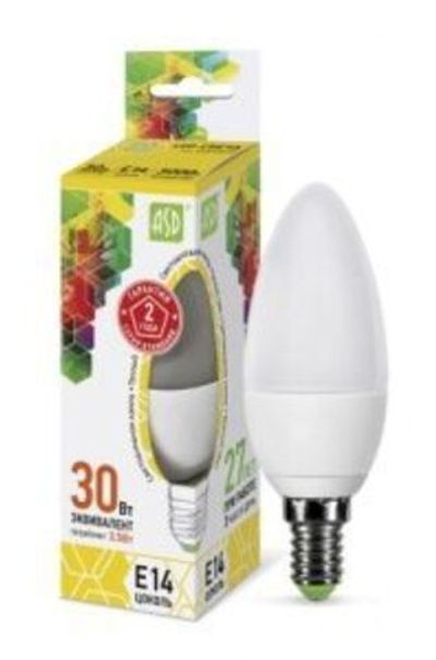 Лампа светодиодная LED-СВЕЧА  3.5Вт 220В Е14 3000К 300Лм ASD РАСПРОДАЖА