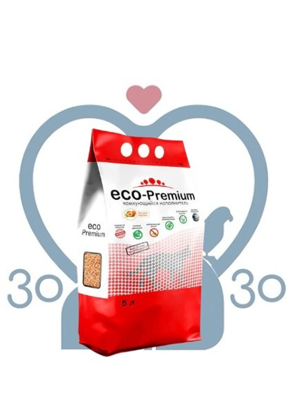 Наполнитель комкующийся древесный, ECO-Premium ПЕРСИК 5 л (1,9 кг)