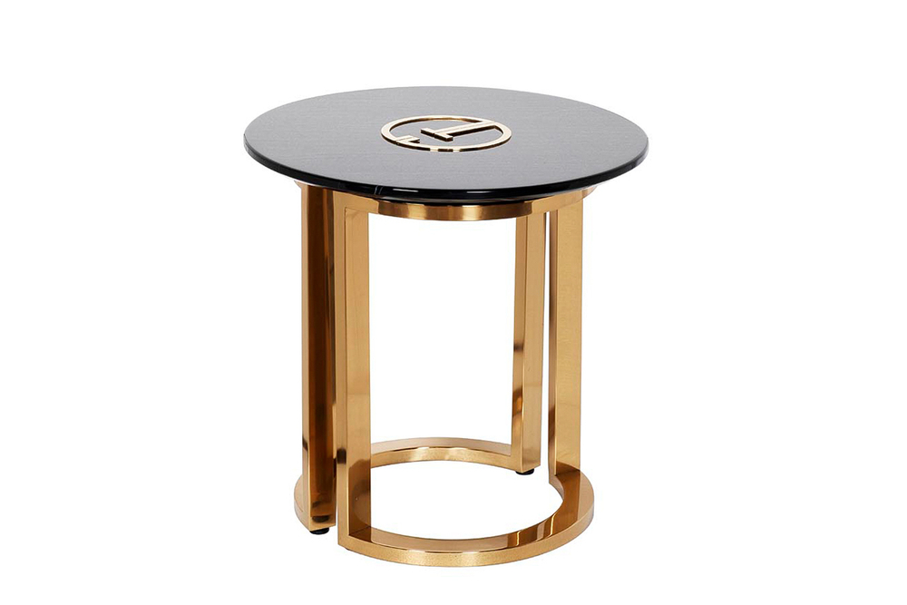 GD-ET002 Стол журнальный D'Oro Garda Decor черный мрам. d50*50см